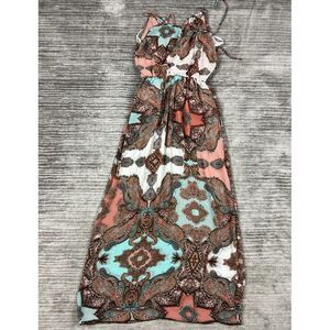 Sweet‎ Storm Dress Womens Small Multicolor Sleeveless Blouson Polyester Long